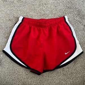 Nike red and white shorts